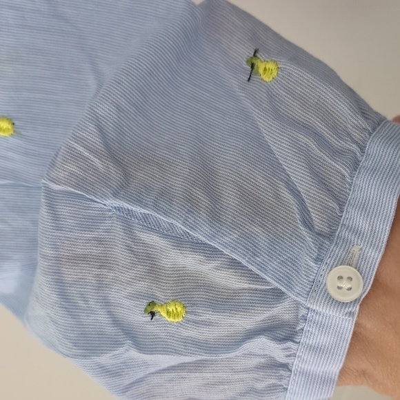 1901 lightweight cotton button down blouse with pear embroidered print - Picture 5 of 8